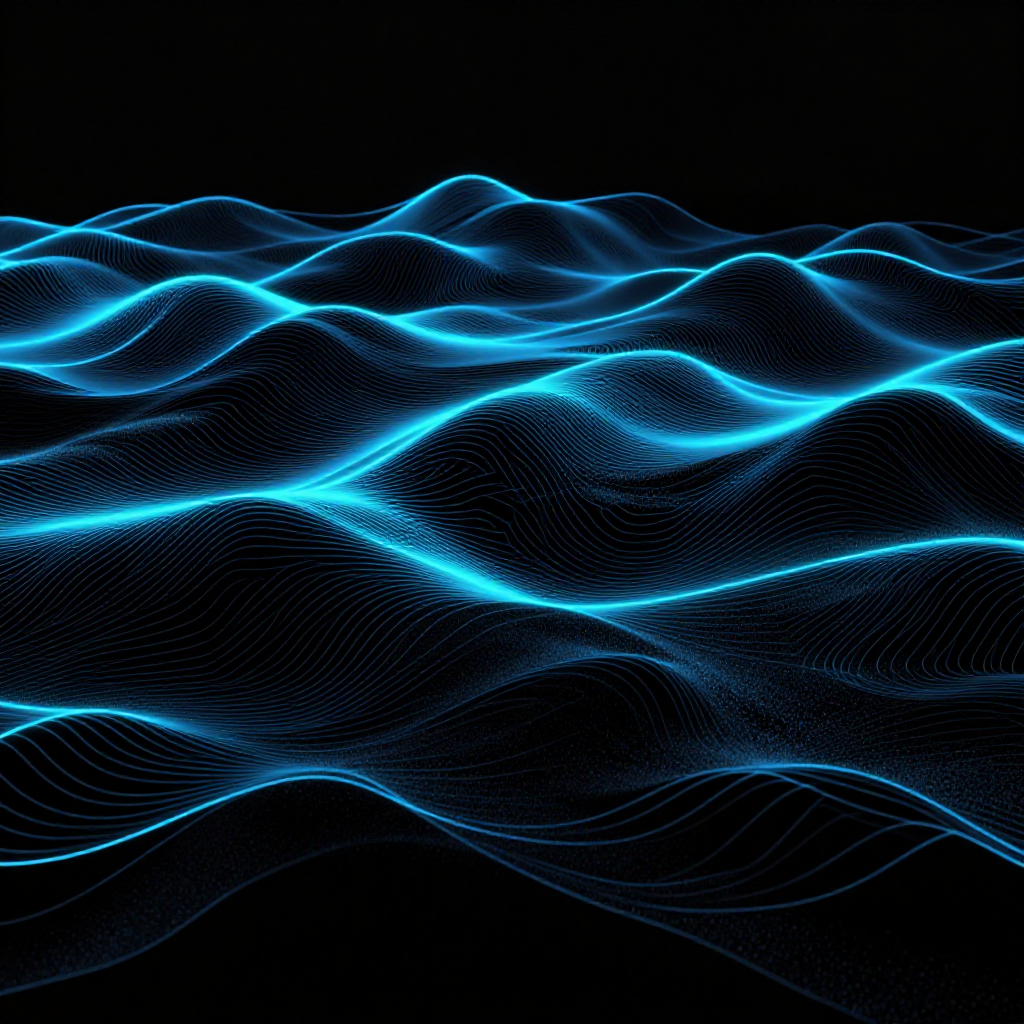 Art de données abstrait généré par IA : paysage topographique lumineux